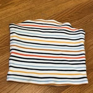 Tube top, high in the front, lower in the back